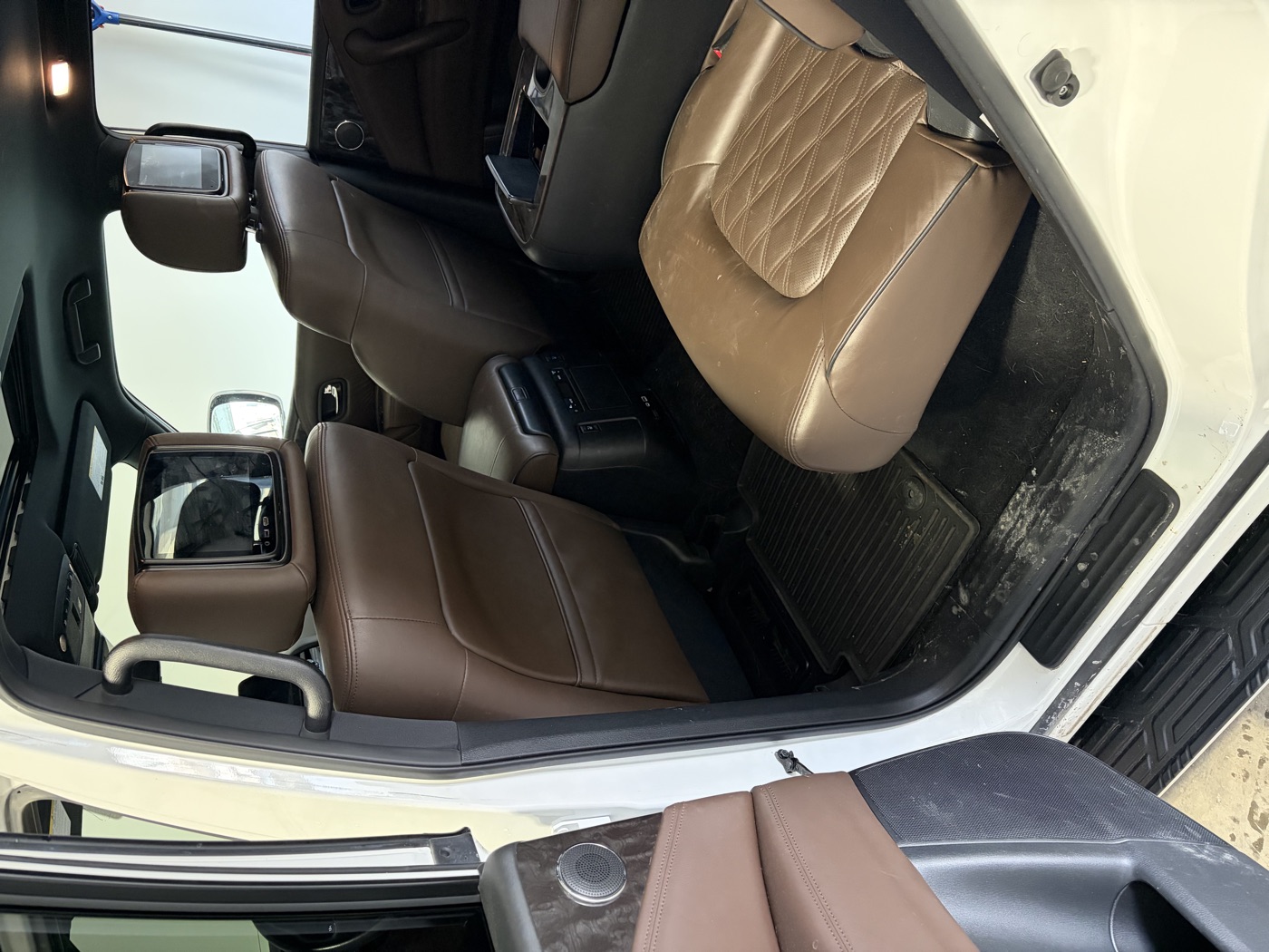 Nissan Armada interior before detailing — close up