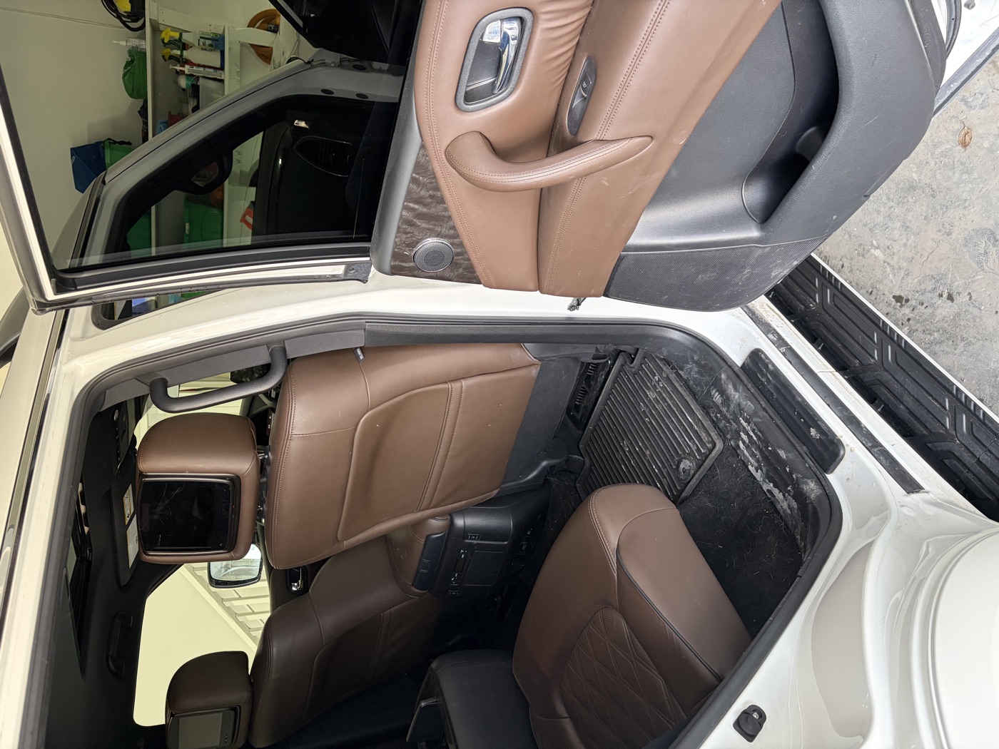 Nissan Armada interior before detailing — close up