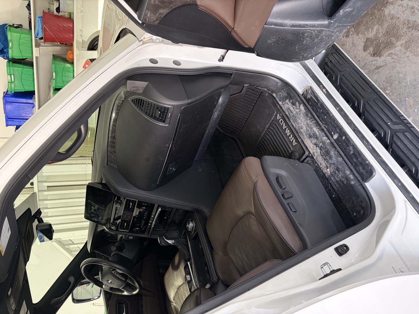 Nissan Armada interior before detailing — close up