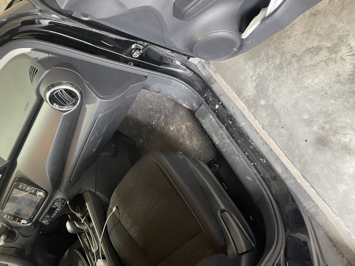 Nissan Kicks interior before detailing — close up